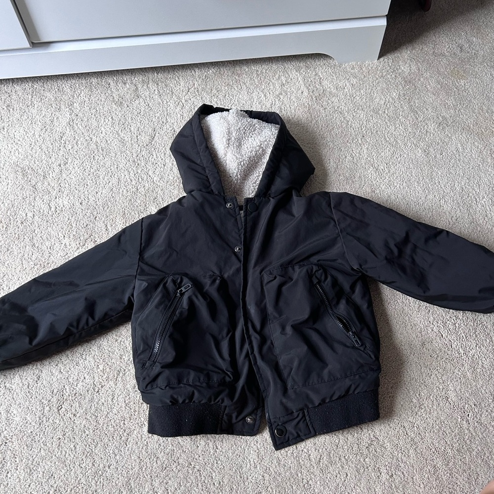 Zara Black Puffer Jacket with Hood
